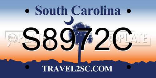 S8972C South Carolina License Plate