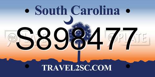 S898477 South Carolina License Plate