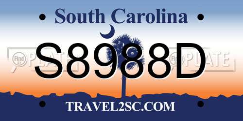 S8988D South Carolina License Plate