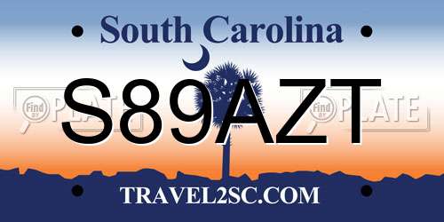 S89AZT South Carolina License Plate