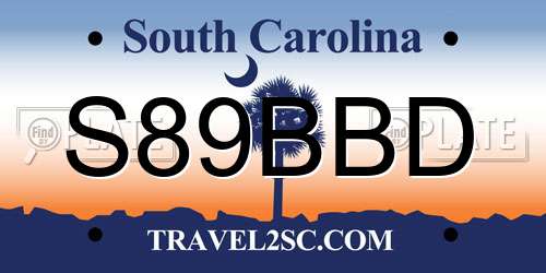S89BBD South Carolina License Plate