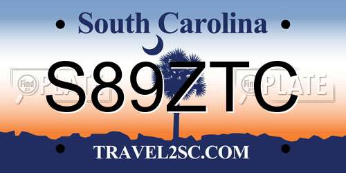 S89ZTC South Carolina License Plate