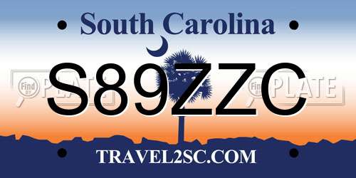 S89ZZC South Carolina License Plate