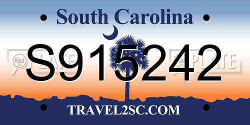 S915242 South Carolina License Plate