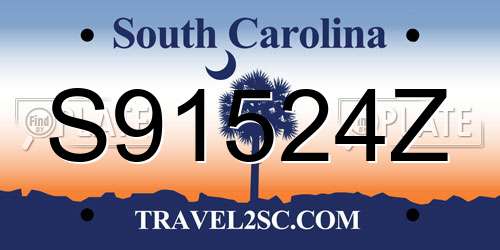 S91524Z South Carolina License Plate
