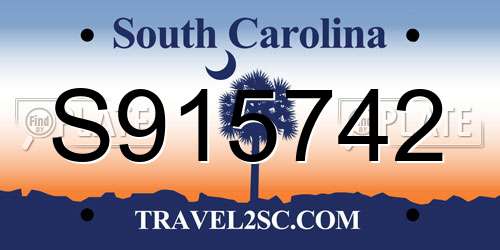 S915742 South Carolina License Plate