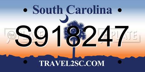 S918247 South Carolina License Plate