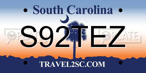 S92TEZ South Carolina License Plate