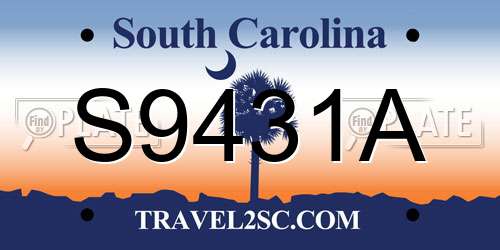 S9431A South Carolina License Plate