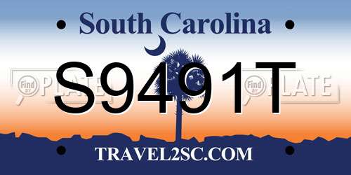 S9491T South Carolina License Plate