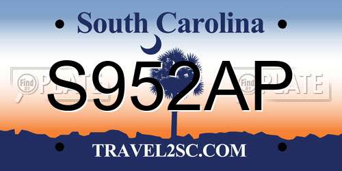 S952AP South Carolina License Plate