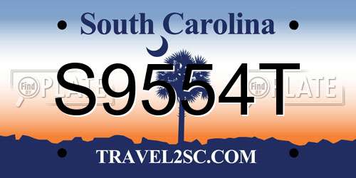 S9554T South Carolina License Plate