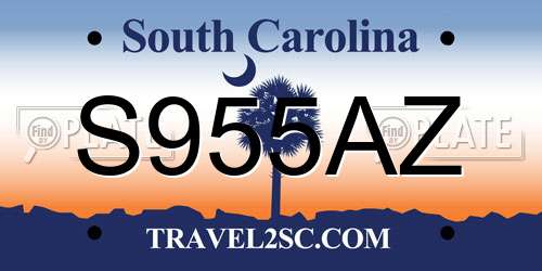 S955AZ South Carolina License Plate