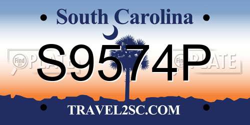 S9574P South Carolina License Plate