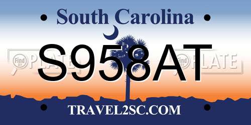 S958AT South Carolina License Plate