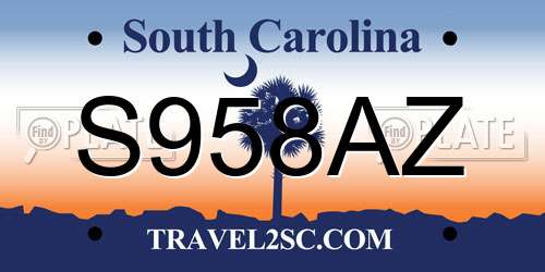 S958AZ South Carolina License Plate