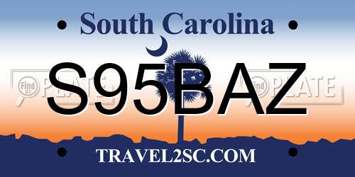 S95BAZ South Carolina License Plate