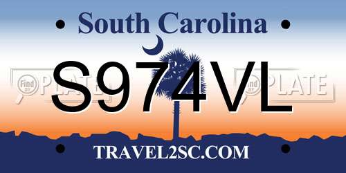 S974VL South Carolina License Plate