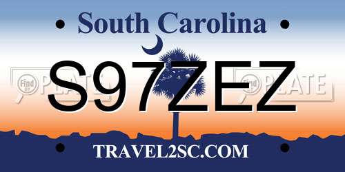 S97ZEZ South Carolina License Plate