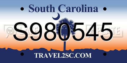 S980545 South Carolina License Plate