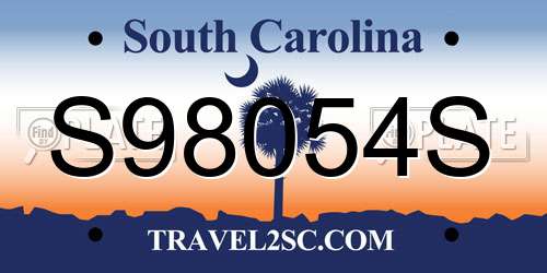 S98054S South Carolina License Plate