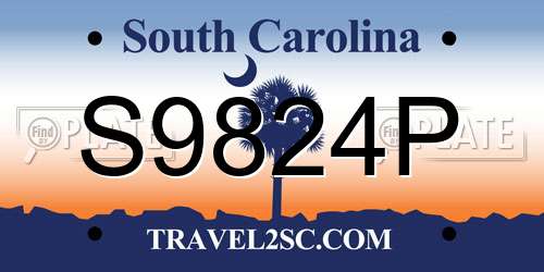 S9824P South Carolina License Plate