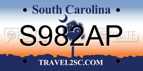 S982AP South Carolina License Plate