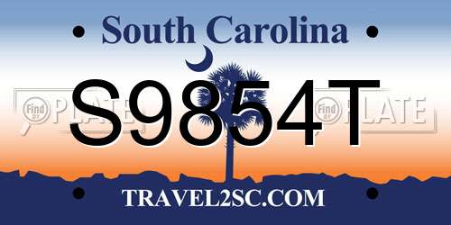 S9854T South Carolina License Plate