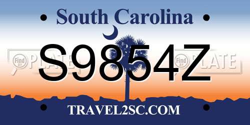 S9854Z South Carolina License Plate