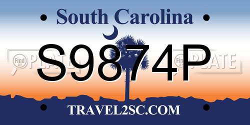 S9874P South Carolina License Plate