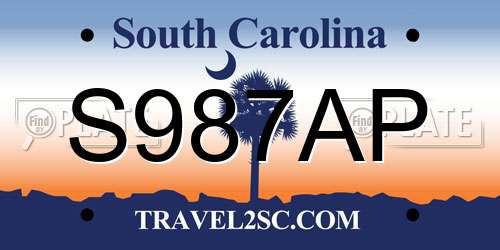 S987AP South Carolina License Plate