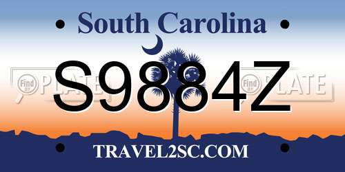 S9884Z South Carolina License Plate