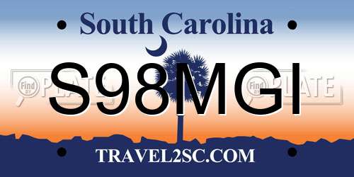 S98MGI South Carolina License Plate