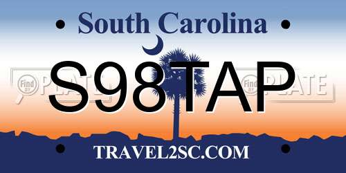 S98TAP South Carolina License Plate