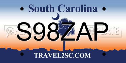 S98ZAP South Carolina License Plate