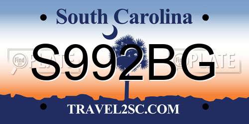 S992BG South Carolina License Plate