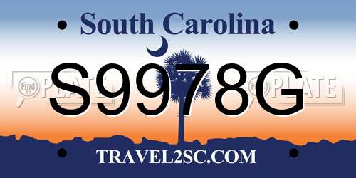 S9978G South Carolina License Plate