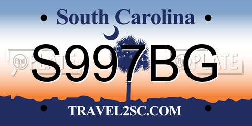 S997BG South Carolina License Plate