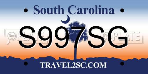S997SG South Carolina License Plate