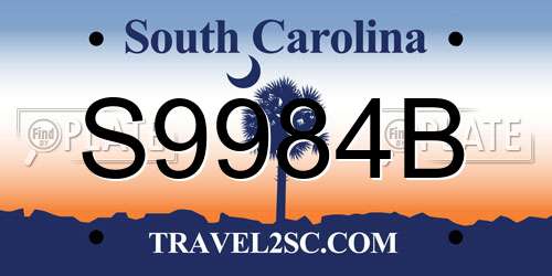 S9984B South Carolina License Plate