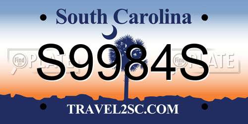S9984S South Carolina License Plate