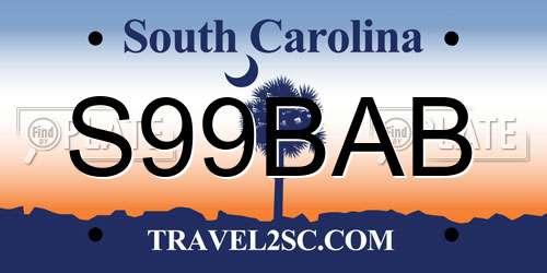S99BAB South Carolina License Plate