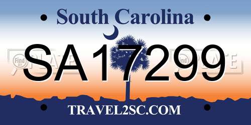 SA17299 South Carolina License Plate