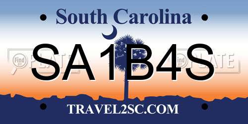 SA1B4S South Carolina License Plate