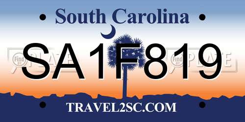 SA1F819 South Carolina License Plate