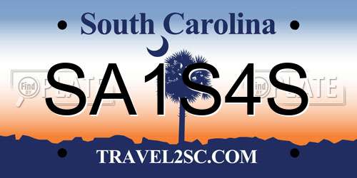 SA1S4S South Carolina License Plate