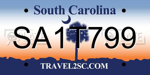 SA1T799 South Carolina License Plate