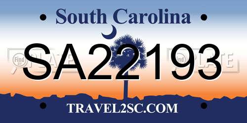 SA22193 South Carolina License Plate