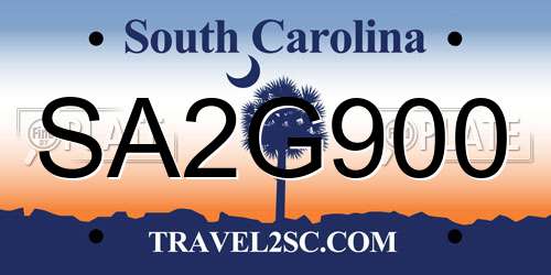 SA2G900 South Carolina License Plate