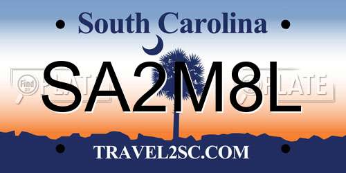 SA2M8L South Carolina License Plate